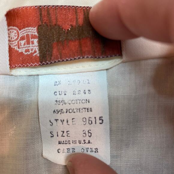 Stage West Vintage Off White Sheer Sleeve Western Button Up Blouse - Picture 8 of 8